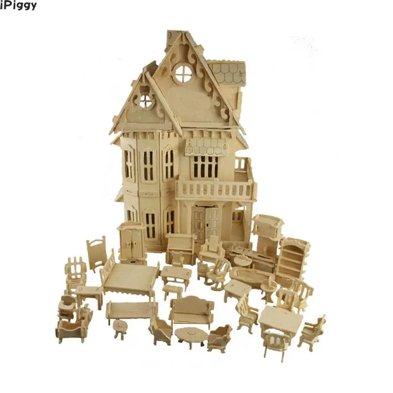 IPiggy готические куклы дом деревянные весы модели 3D головоломка DIY кукольный домик