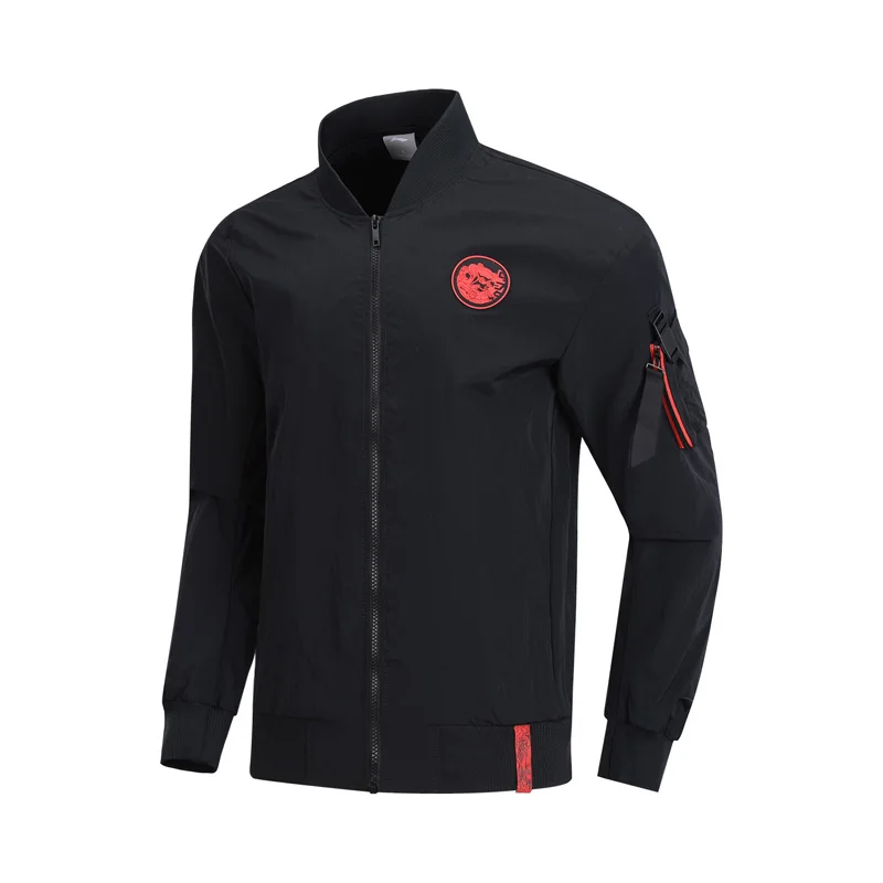 Li-Ning, Мужская трендовая куртка, свободный крой, нейлон, полиэстер, свинья, год, вышивка, подкладка, спортивный Бомбер, куртки, пальто, AJDP007 MWJ2597 - Цвет: AJDP007-1H