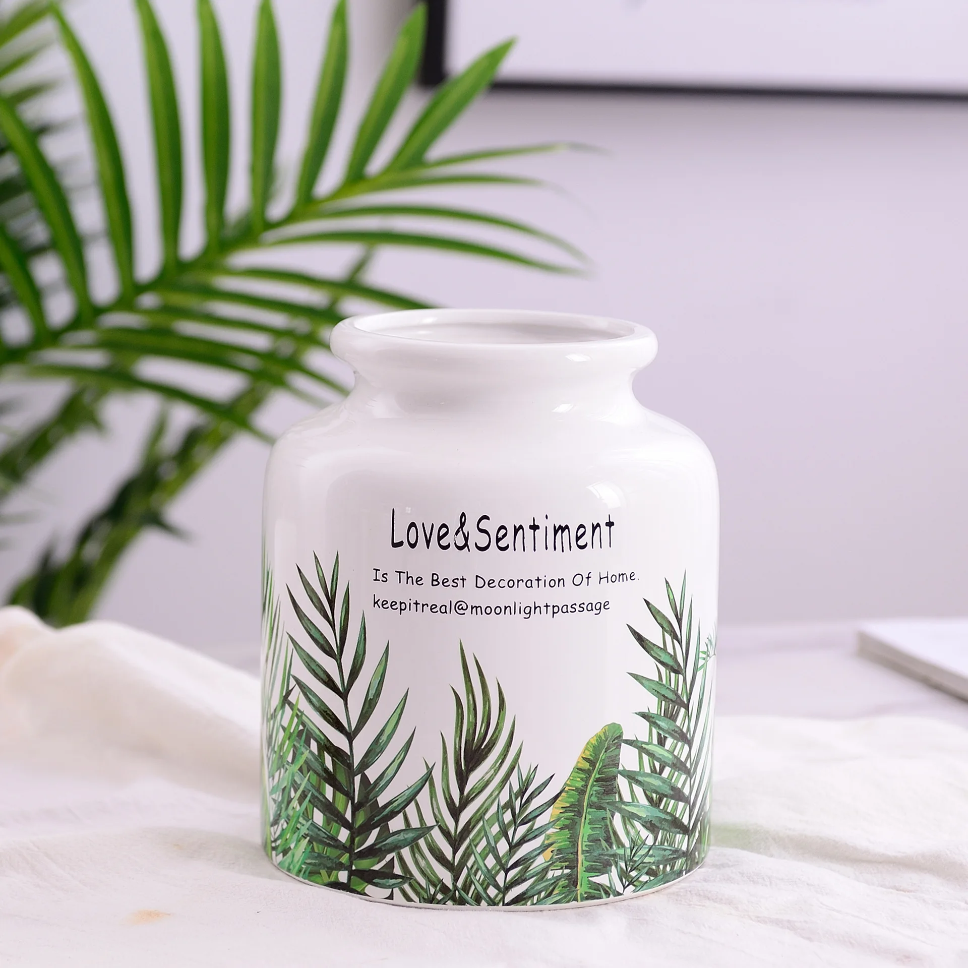 Керамическая ваза для украшения дома с растительным узором скандинавский мягкий