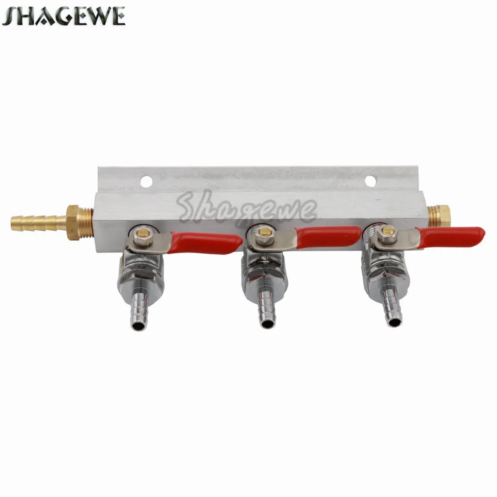 

Home Brewing 3 way Co2 Air Gas Manifold Distribution 1/4" inlet/outlet Fittings W/ Check Valves Draft Beer Dispenser Splitter