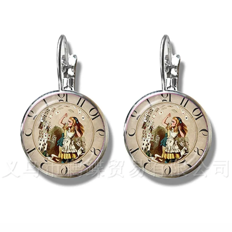A Mad Tea вечерние Mad Hatter March Hare сказочное искусство классические серьги Алиса в стране чудес посеребренные серьги-гвоздики