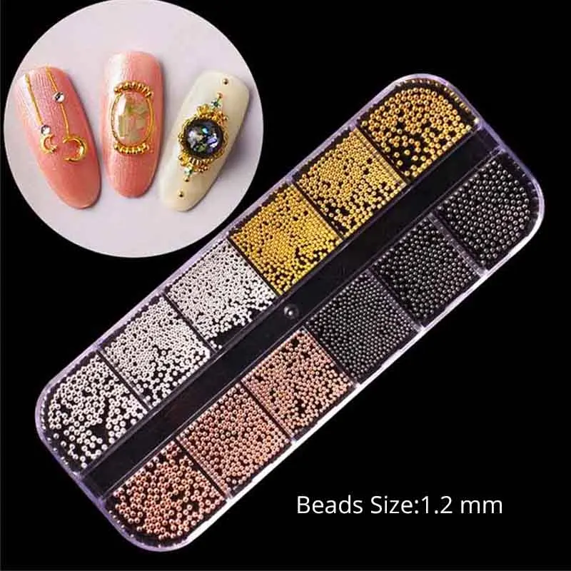 1.2mm 4 Colors Swagpick 1 коробка смешанный 3D микро бисер "икра" Дизайн ногтей украшения ногтей аксессуары diy принадлежности инструмент - Цвет: 1.2mm 4 Colors