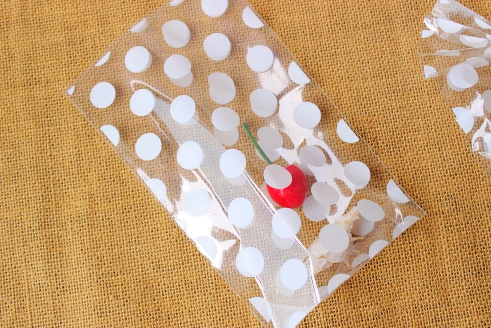 200 шт белые прозрачные пакеты для печенья в горошек-целлофановая Сумка-конфетные