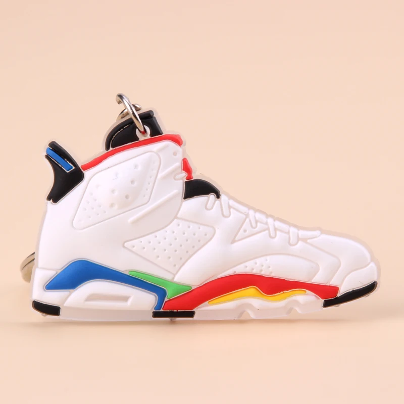 Picture Color8 Брелок Новые экзотические мини Jordan 6 Ретро обуви ключевая цепь Для мужчин и Для женщин детские подарочные брелки на баскетбольных кроссовок ключ держатель Porte Clef - Цвет: Picture Color8