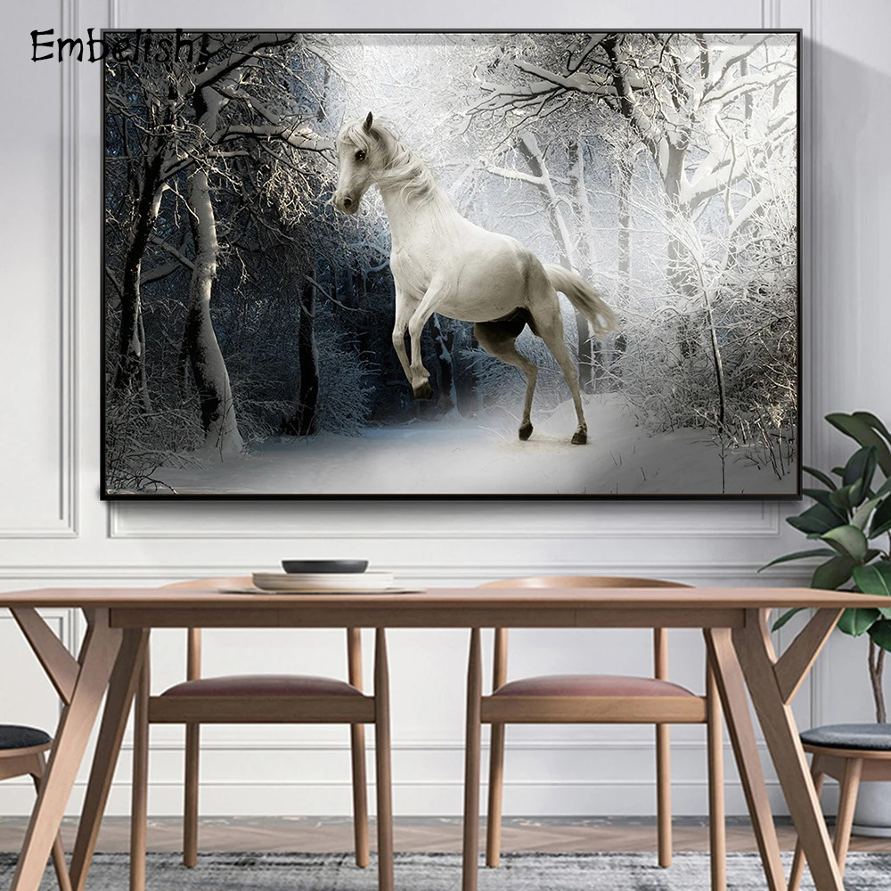 

Embelish 1 Pieces Big Size Jumping Horse Animals Wall Art Pictures For Living Room HD Print Canvas Paintings Bedroom Posters