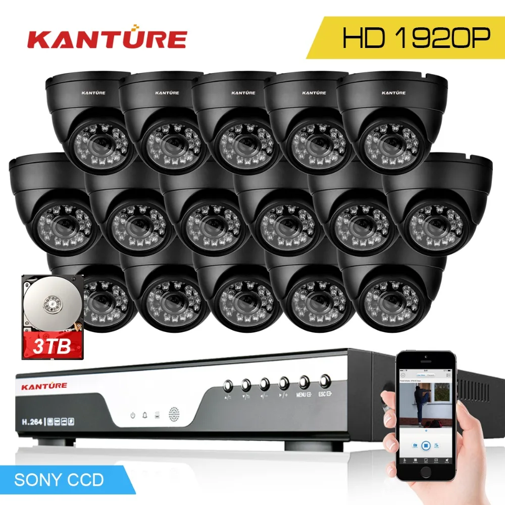 Камера видеонаблюдения KANTURE SONY IMX322 3 Мп водонепроницаемая 16 каналов 1080P|waterproof case for