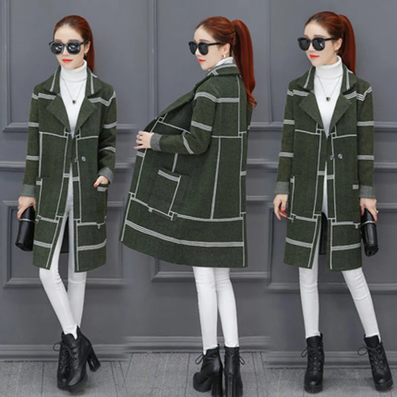 2017 autumn winter women sweater jacket Fashion medium long wool knitted Korean cardigan slim coat yz434 |
