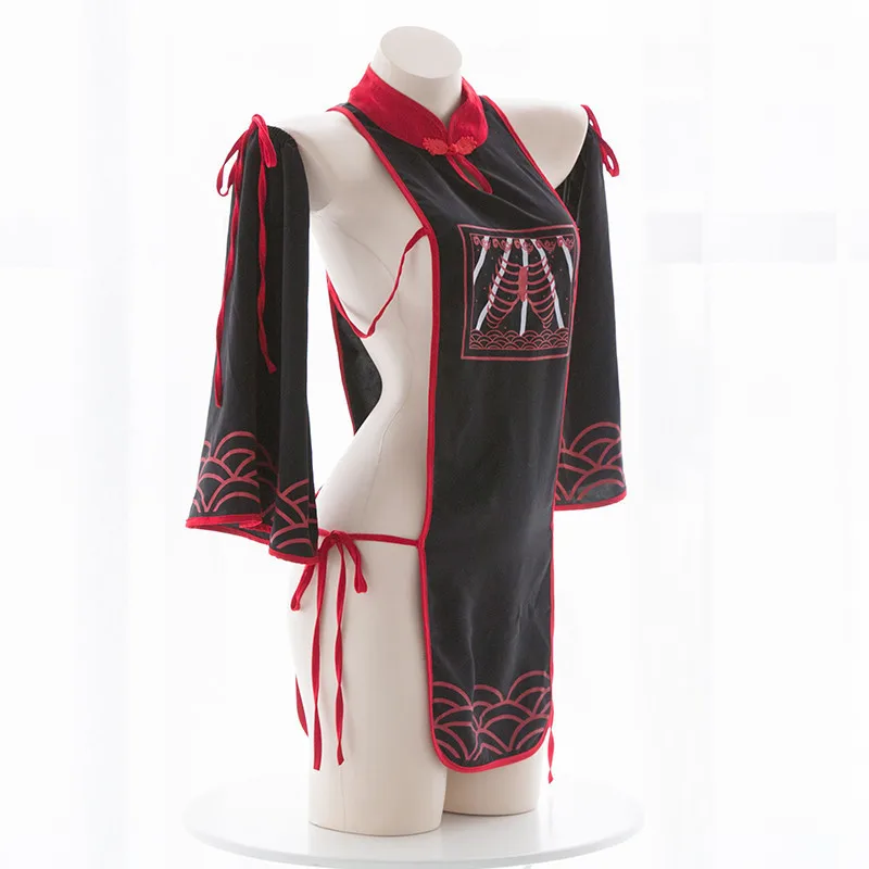 Сексуальное Милое Платье-Ципао в стиле зомби с высоким разрезом и ультракороткой