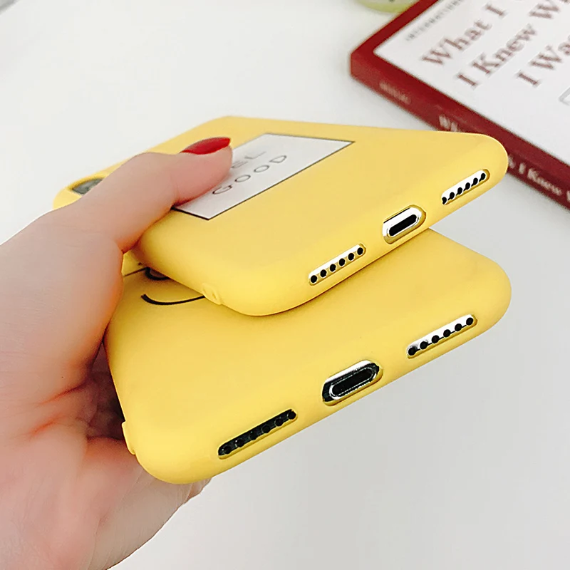 Чехол Moskado для iPhone 6 6S 7 8 Plus X Модный мягкий желтый чехол из ТПУ с милым мультяшным
