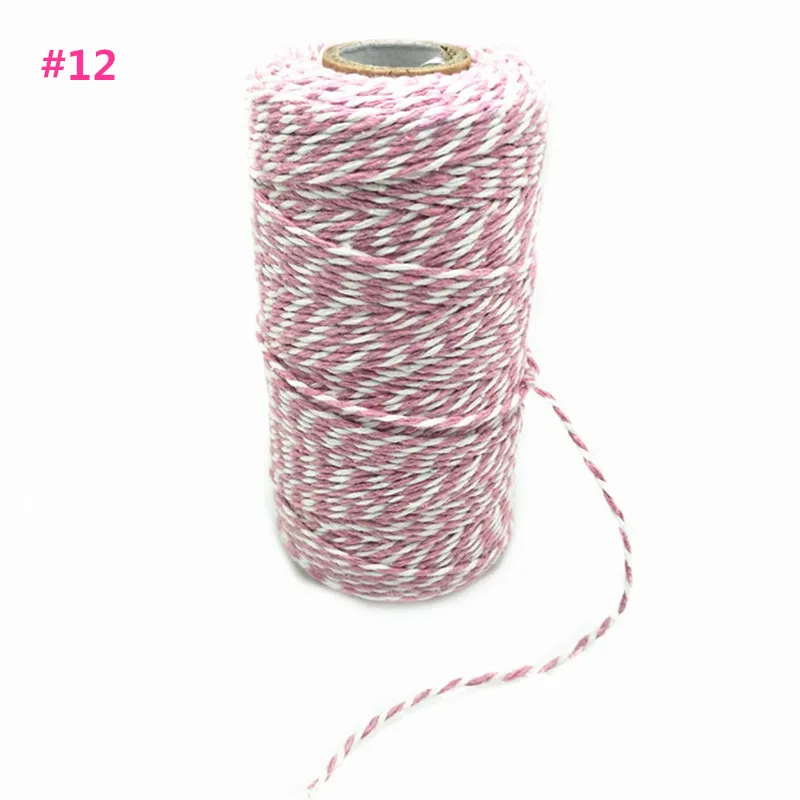 12 light pink 1 рулон 100 метров 1,5 мм хлопковый Пекарский шпагат, хлопковые шнуры, веревка, домашний декор, сделай сам, для шитья одежды, ткань, цвета, B558 - Цвет: 12 light pink