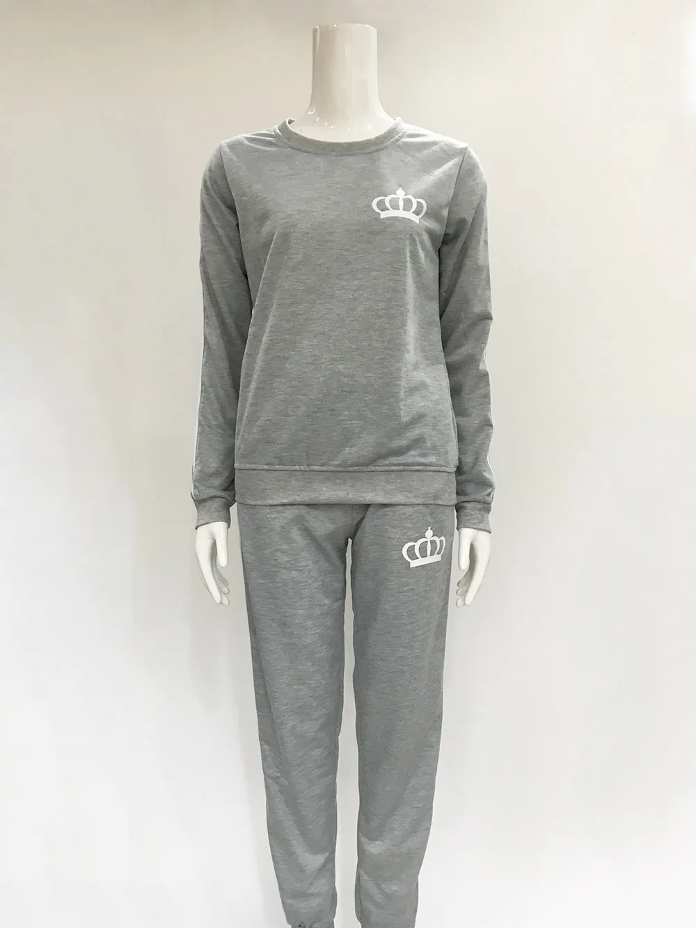 Новинка 2016 женский костюм модный стиль рисунок короны воротник толстовка + штаны