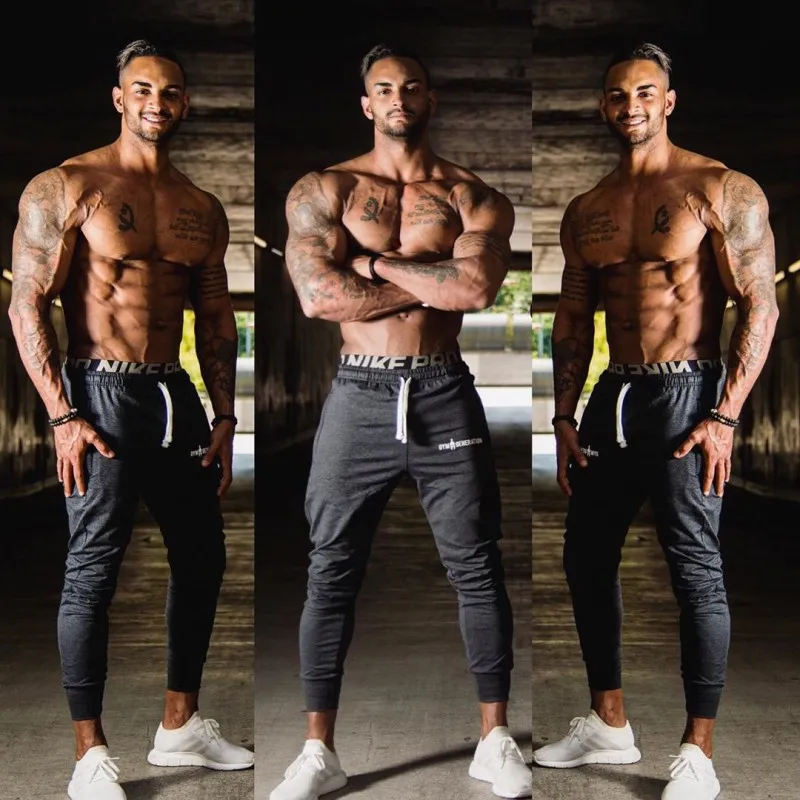 Модные мужские 2019 новые осенние тонкие спортивные штаны для фитнеса