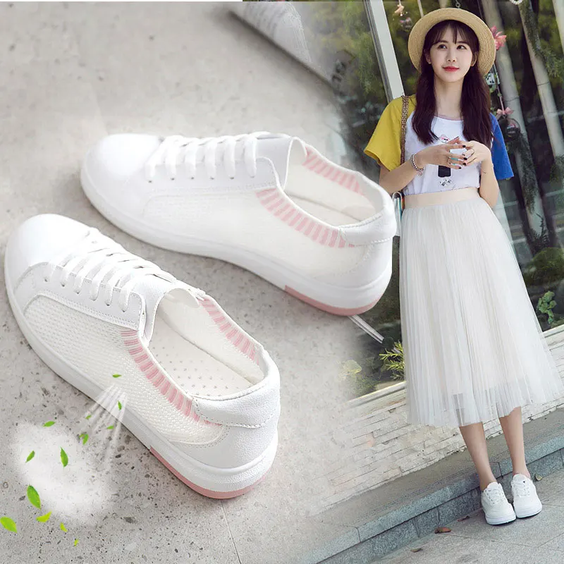 Brand Women's Shoes 2018 New Summer Style College Elegant White Casual Breathable Mesh | Обувь