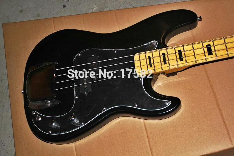 

Top quality FDPB-6005 blavk color black plate solid body maple fretboard 4 strings Precision Bass guitar , Free shipping