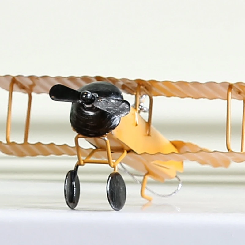 Vintage Metal Plane Model Iron Retro Aircraft Glider Biplane Aeromodelo Pendant Airplane Toy Home Decor Red Blue Yellow | Дом и сад