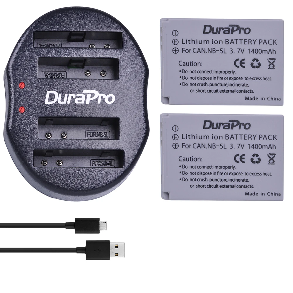 2 шт. DuraPro NB 5L NB5L литий ионная аккумуляторная батарея + USB двойное зарядное
