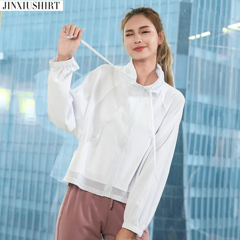 Женская спортивная куртка на молнии JINXIUSHIRT с капюшоном градиентным цветом для