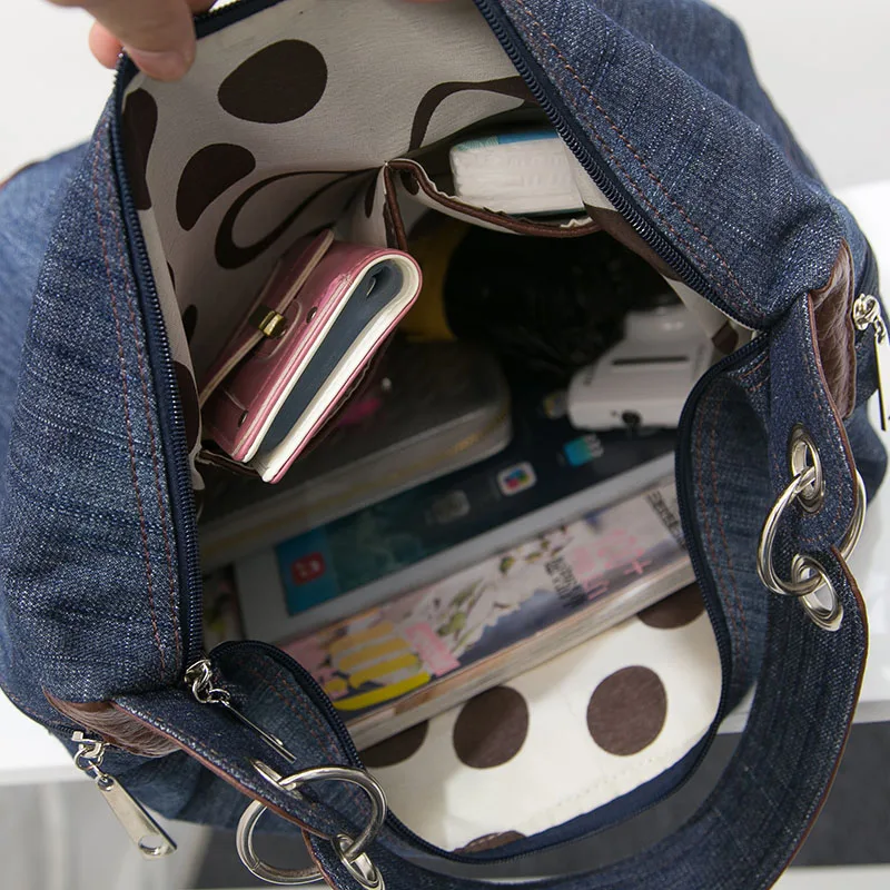 Сумка женская джинсовая модный роскошный саквояж-тоут из денима ковбойская