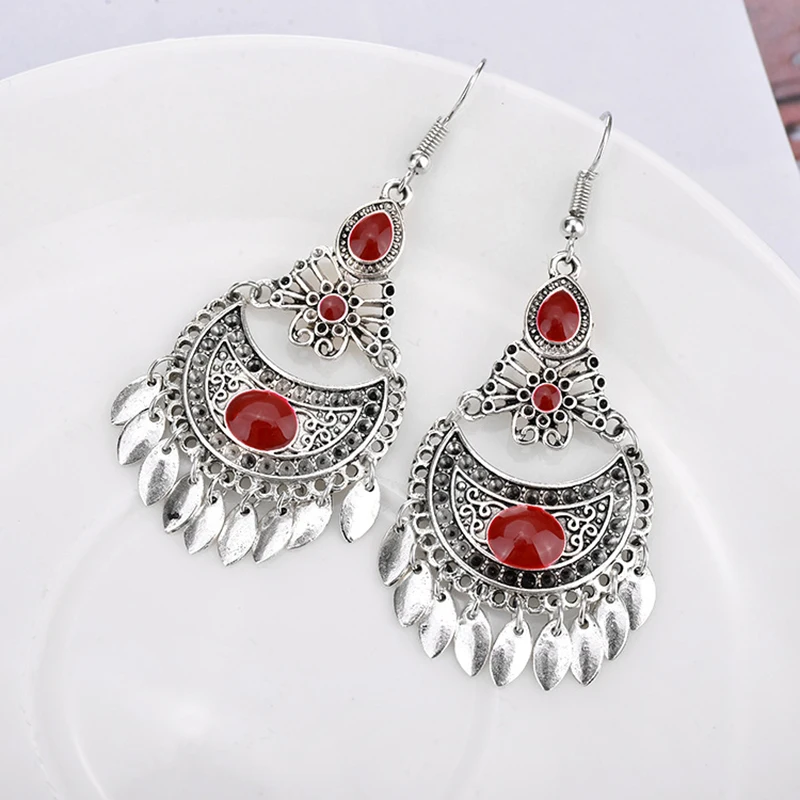 Risyh Bohemian Drop Tassel Earrings National Palace Wind Classical Carved | Украшения и аксессуары