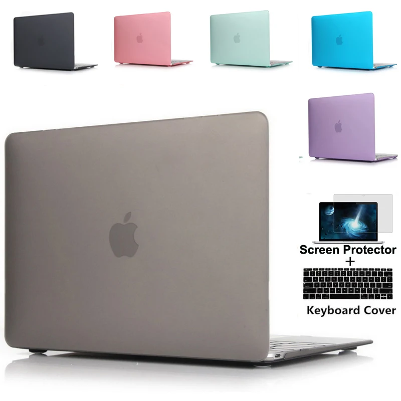 Жесткий чехол + крышка клавиатуры Защита экрана для Macbook Air Retina 11 12 13 15 4 дюймов Pro