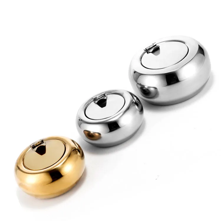 

Saim Creative Practical Smoking Accessories Stainless Steel Ashtray Portable Cigar Ashtray with Lids Anti-scalding Car Ash Tray