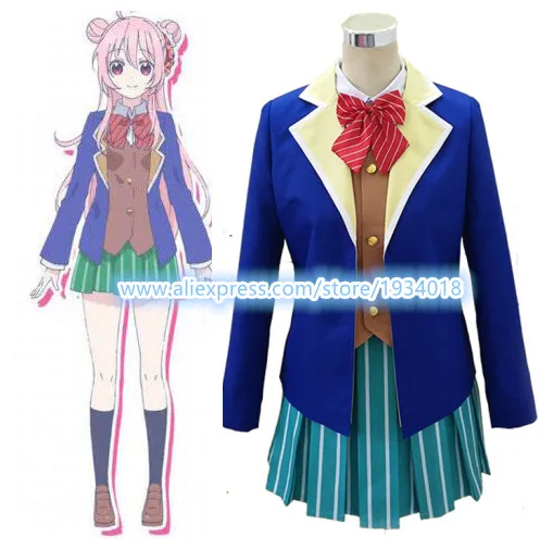 

Free Shipping Anime happy sugar life Matsuzaka Satou Cosplay Costume Coat Vest Shirt Skirt Tie Set Custom Made