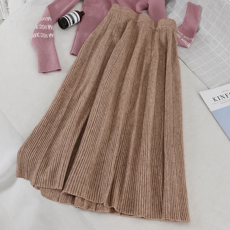 2019 новые модные женские юбки осень и зима новая вязаная юбка утолщение medi 2520 |