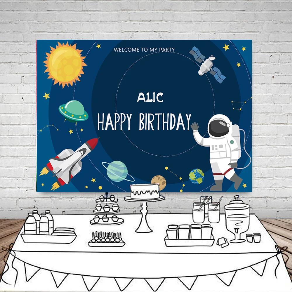 Фон для фотографирования мальчиков с изображением астронавта на тематическую
