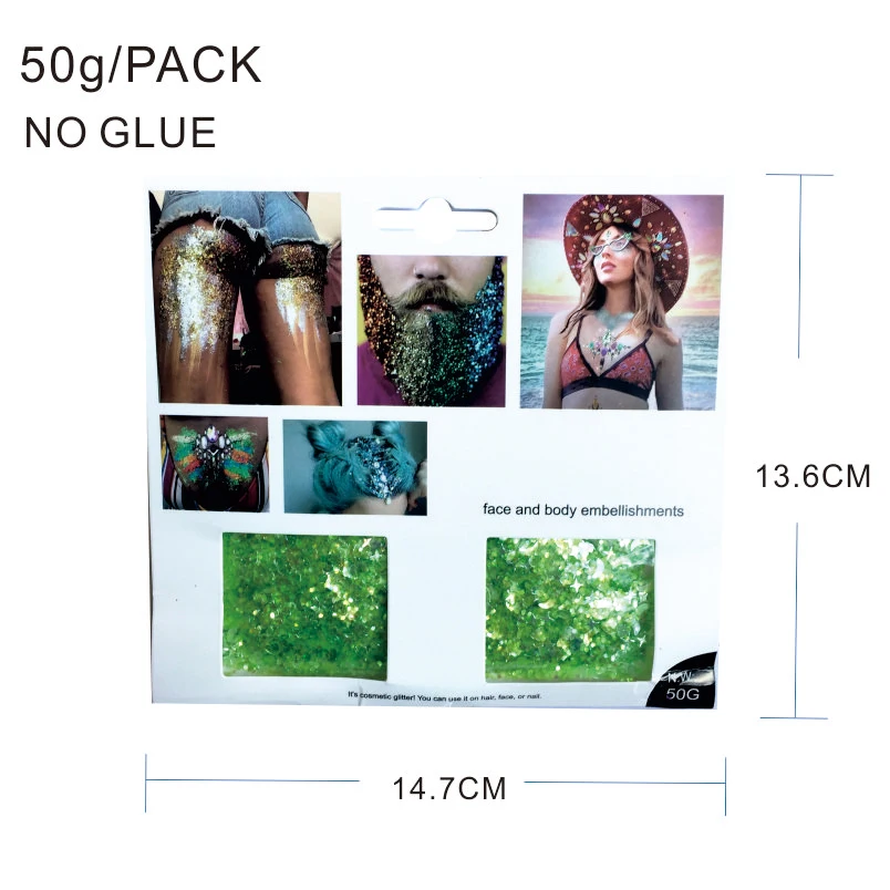 BG08 один пакет флуоресцентного зеленого блеска идеально подходит для нарядов