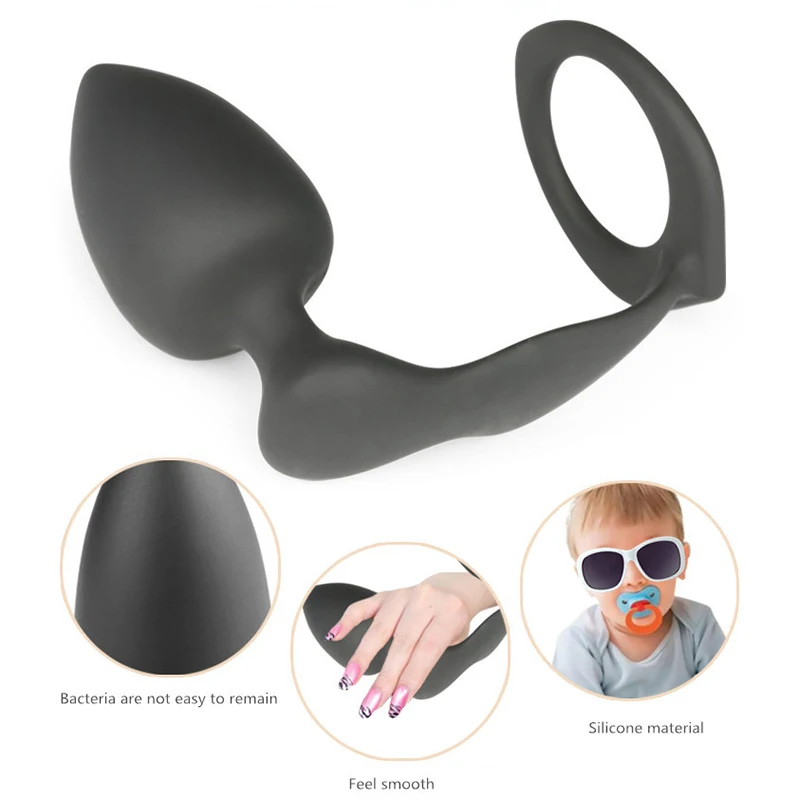 Мужской Анальная пробка с кольцом для пениса большая массаж простаты