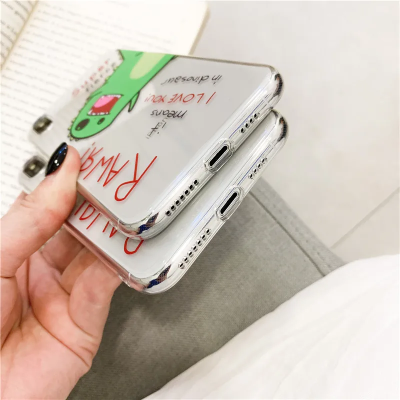 Cute Dinosaur Transparent Phone Case For iphone XS Max XR X 8 plus 6 6s 7 Cases Fashion Cartoon Soft TPU Coque Capa | Мобильные