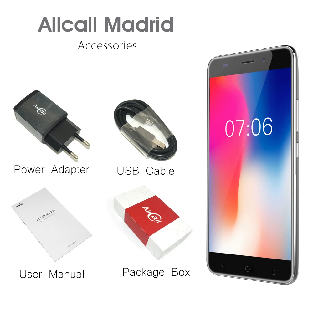 AllCall Мадрид 3g мобильный телефон 5 дюймов 1280x720 пиксели HD дисплей Quad-core1GB