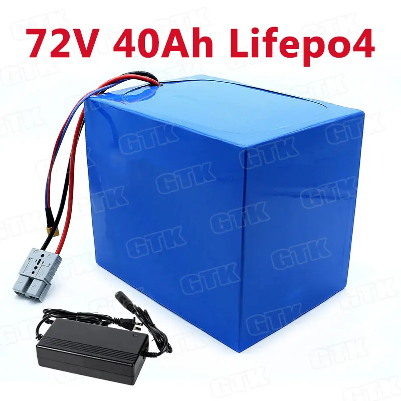 Мощный 72 V 40Ah литиевый Lifepo4 аккумулятор с 60A BMS для электрического скутера ebike мотоцикл экскурсионная тележка+ 5А зарядное устройство