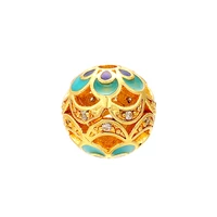 zhukou 11x11mm brass cubic zirconia round ball beads diy necklace pendant jewelry accessory findings model mz4