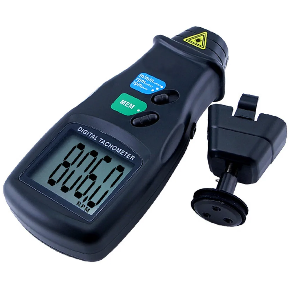 

Digital 2 in 1 Laser Sensor Photo & Contact Tachometer Tach 99 999 RPM Range Rotational Surface Speed