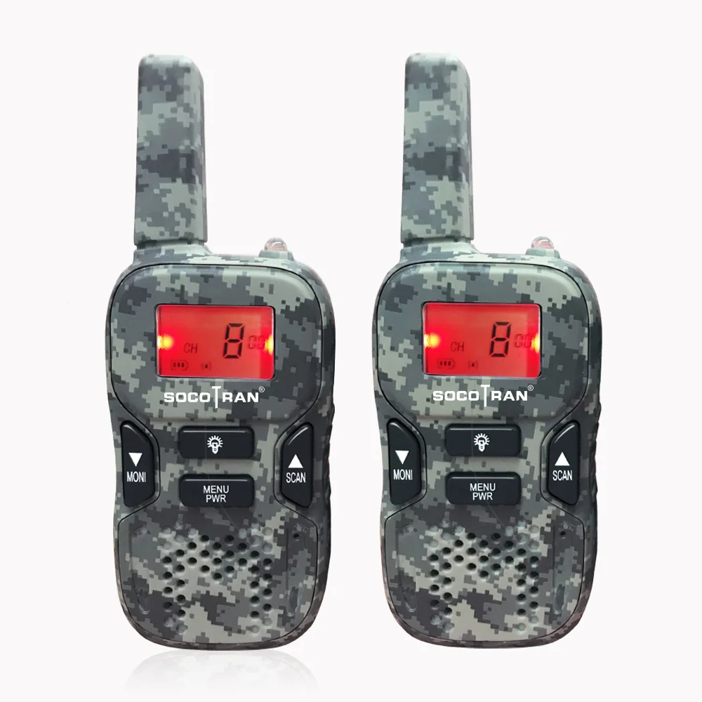 SOCOTRAN R8 pmr радио дети мини рация 8 каналов 0,5 Вт Лицензия бесплатно pmr446 радио код конфиденциальности, светодиодный фонарик сканирования - Цвет: Camouflage