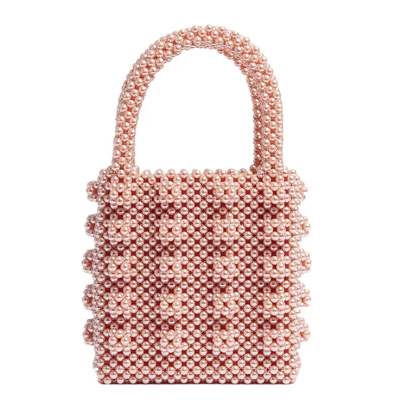 pink pearl Жемчуг сумка из бисера коробка сумки женские вечерние элегантные Винтаж Сумки из натуральной кожи летние Элитный бренд белого и желтого цвета, розовый - Цвет: pink pearl