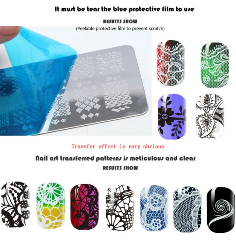 

3 X Nail Art Stamping Template Image Plate Lace Geometric Patterns Stainless Steel Beauty DIY Nail Art Tools Manicure Template