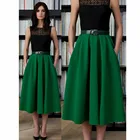 Женская атласная юбка на молнии, офисная юбка зеленого цвета длиной ниже колена с карманами, модная юбка на заказ для взрослых и женщин