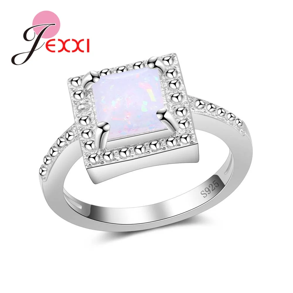 

Новый дизайн, модное элегантное кольцо с большим квадратным огненным опалом из стерлингового серебра 925 пробы, кольцо на палец для свадебно...