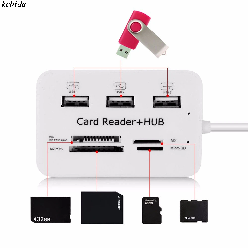 Usb концентратор с 3 портами комбо 2 0 устройство для считывания Micro карт