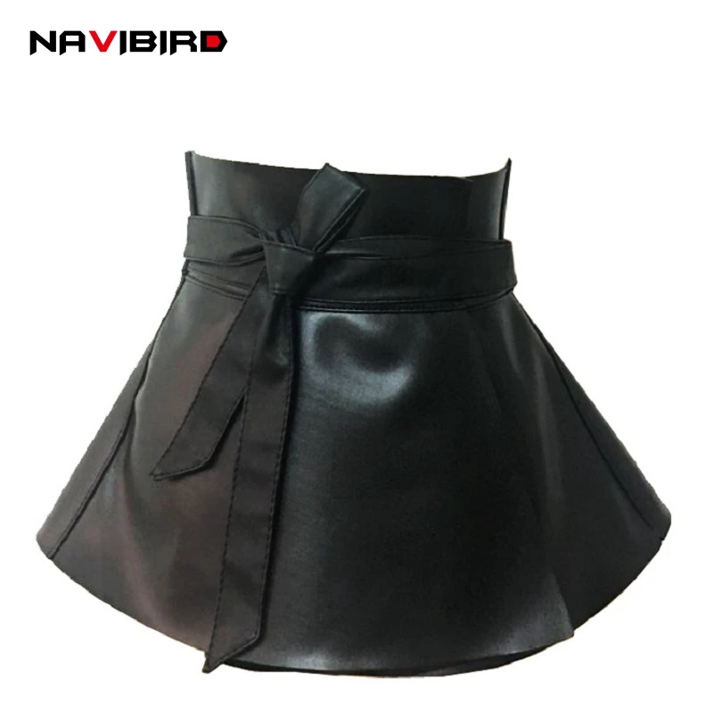 Портупея Дамы Высота Талии Широкий Пояс Косой Корсет Пояс женщины Эластичный Пояс Ceinture Хорошее Качество Pu Кожаный Пояс Для женщина ремни для женщин пояс-корсет пояс женский - Цвет: bow-tie black