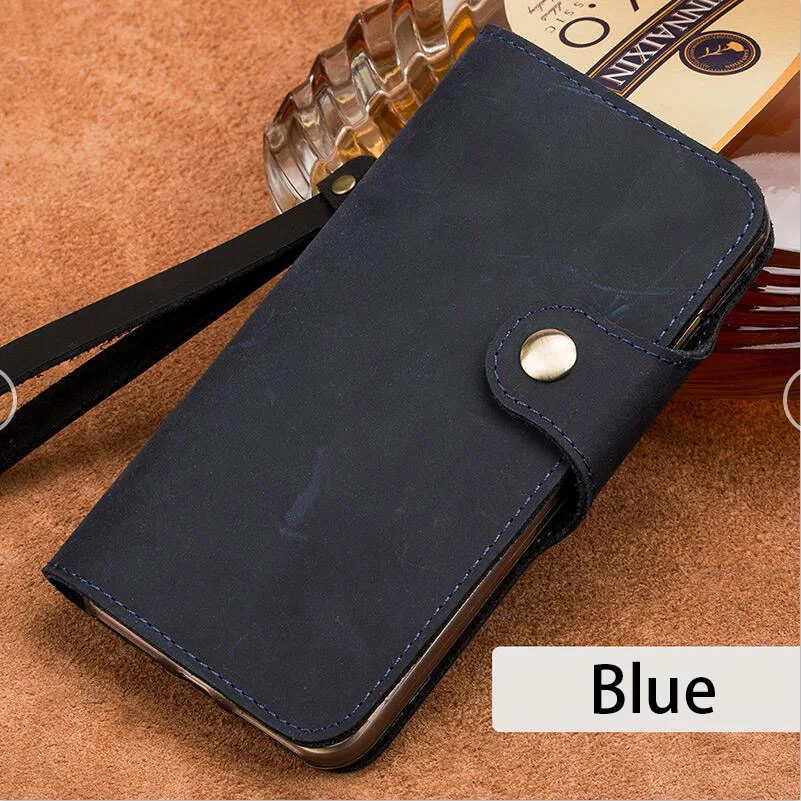 Роскошный чехол-книжка из натуральной кожи для Xiaomi 5, Ретро стиль, crazy horse, кожаный чехол с пряжкой, мягкий силиконовый бампер, чехол для телефона - Цвет: 05-Blue