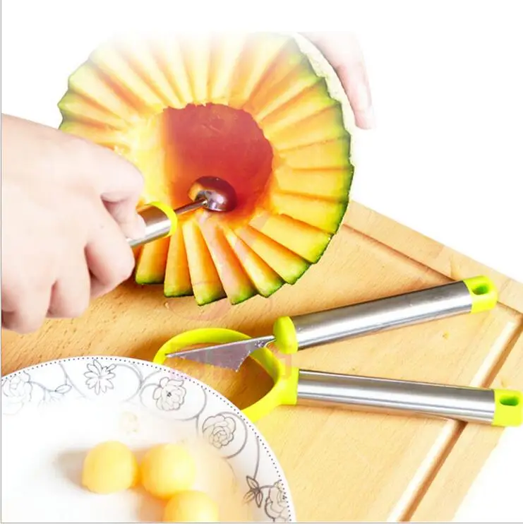 100 pcs Double End Multi Function Stainless Steel Fruit Melon Baller Carving Knife Ice Cream Scoop Spoon Kitchen Tools | Дом и сад