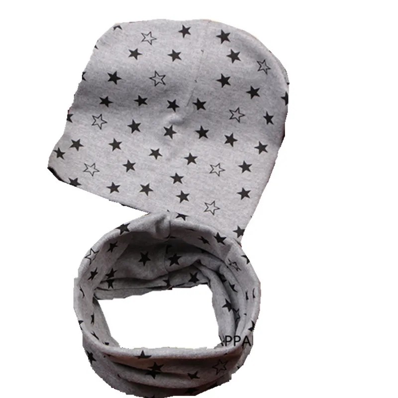 Детские хлопковые шапки со звездами теплые для мальчиков и девочек на зиму весну