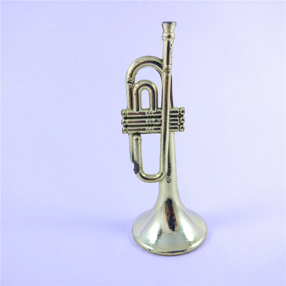 Gold(4pcs) 4 шт. 12 см Пластиковый Серебряный Французский рог золотой Прямой Рог Музыкальные инструменты кулон Рождественская елка орнамент украшения ремесла - Цвет: Gold(4pcs)