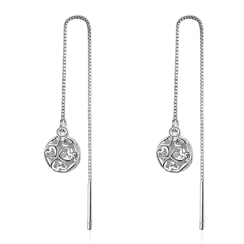 Женские длинные серьги подвески с шариком из серебра 925 пробы earrings for dropping earrings