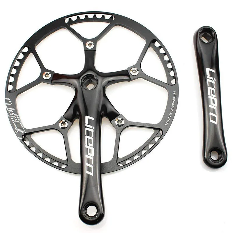 Black--crank Litepro велосипед 130BCD складной дорожный велосипед шатун 170 мм кривошипная цепь 45-58 т с болты цепи для одной скорости 6,5 мм - Цвет: Black--crank
