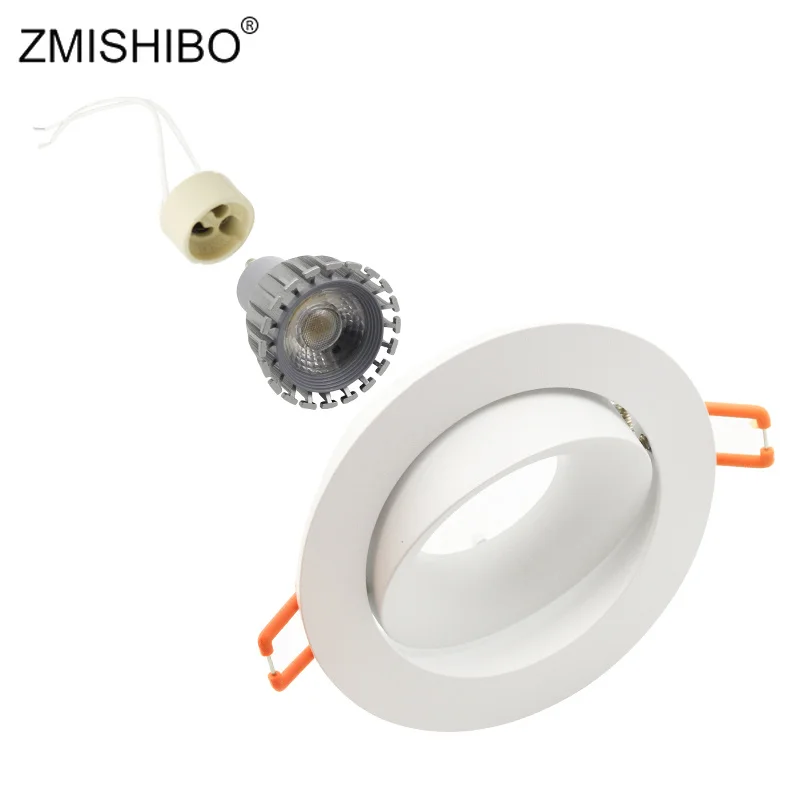 

ZMISHIBO Round Double Rings LED Downlights Ceiling Fitting Base MR16 GU10 85-265V 90mm Cut Hole Beam Rotatable Indoor Lighting