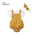 3 шт.комплект, детский летний комбинезон с коротким рукавом и цветочным принтом